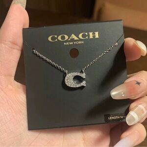 Coach Silver Signature Necklace with Sparkling crystals